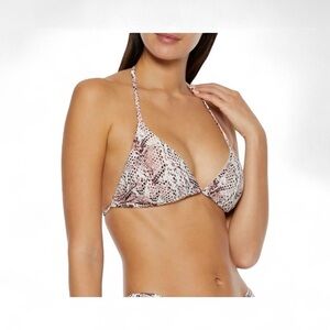 Skin Worldwide Snake Print Triangle Bikini Top in snake/rose dust NWT